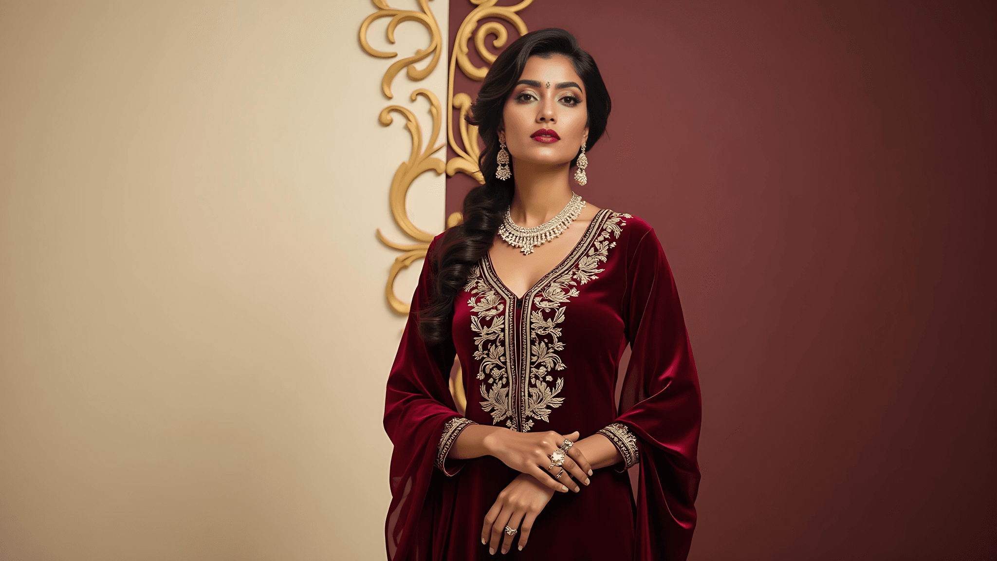 Elegant model wearing premium kurtha from Aagya Ethics